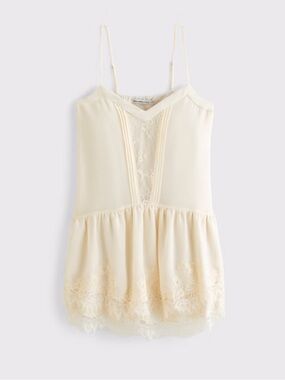 NWT Abercrombie V-neck Lace Ruffle Mini Dress Tall